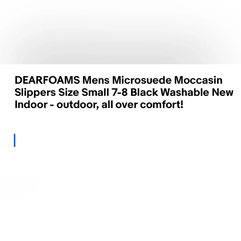 DEARFOAMS Mens Microsuede Moccasin Slippers Size Small 7-8 Black Washable New